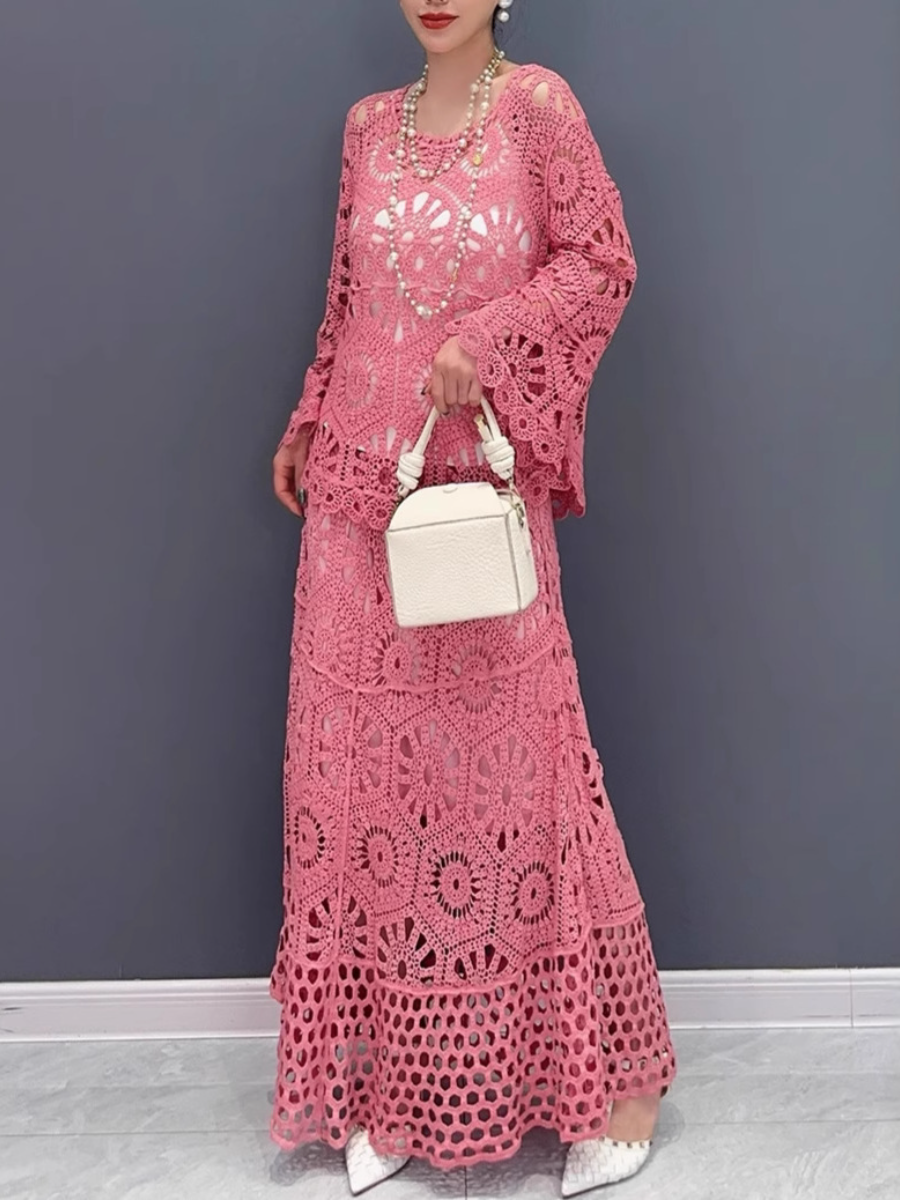 Summer Cut-out Loose Solid Color Dress