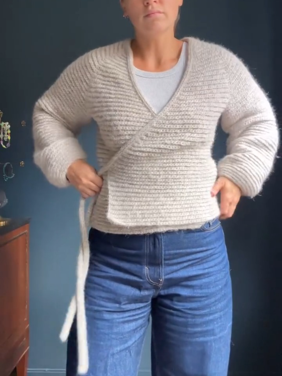 Warm Lace-Up Knit Sweater