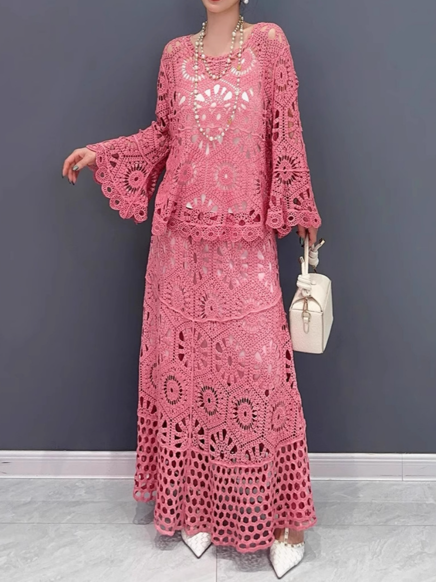 Summer Cut-out Loose Solid Color Dress