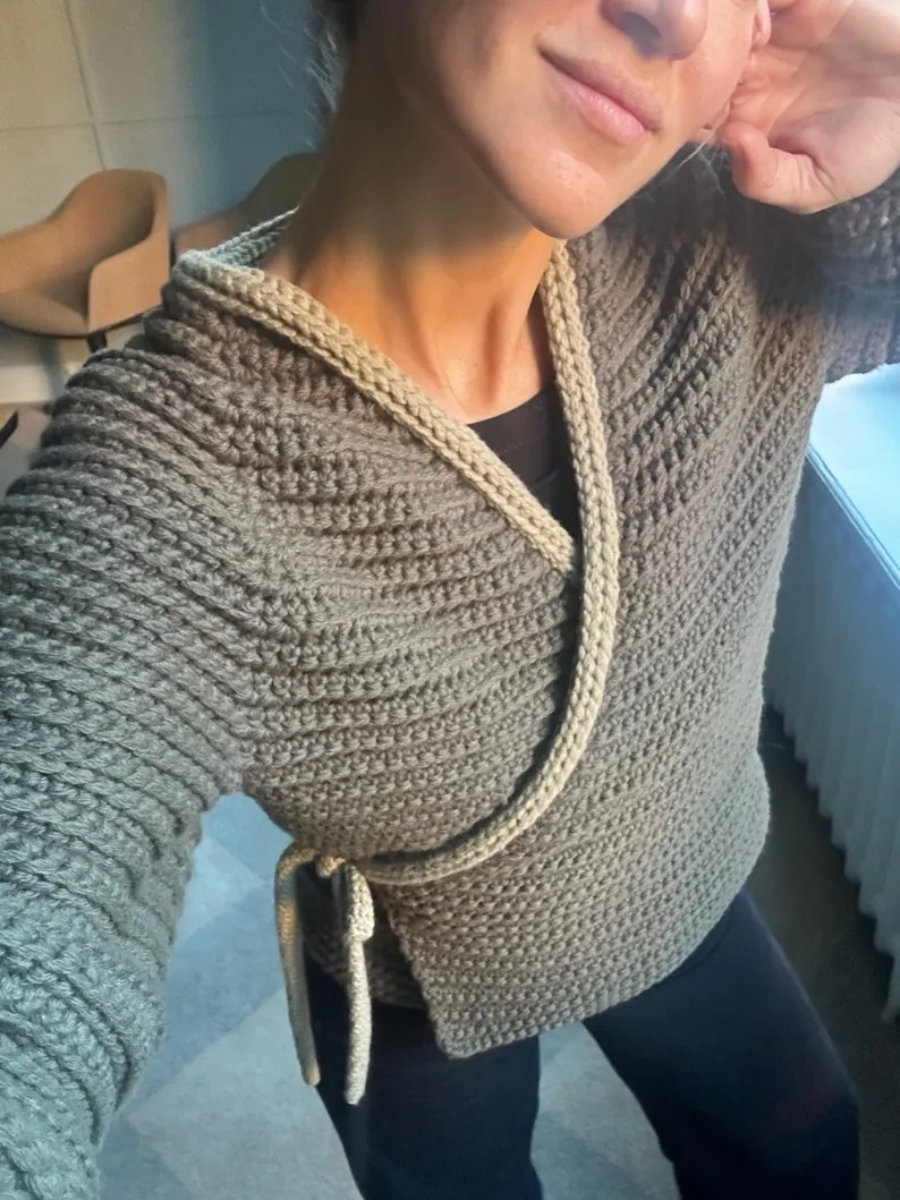 Warm Lace-Up Knit Sweater