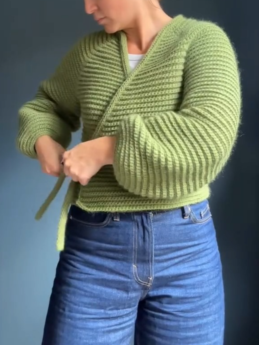 Warm Lace-Up Knit Sweater