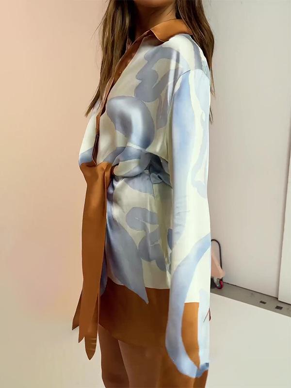 Casual Contrast Irregular Lace-Up Mini Dress