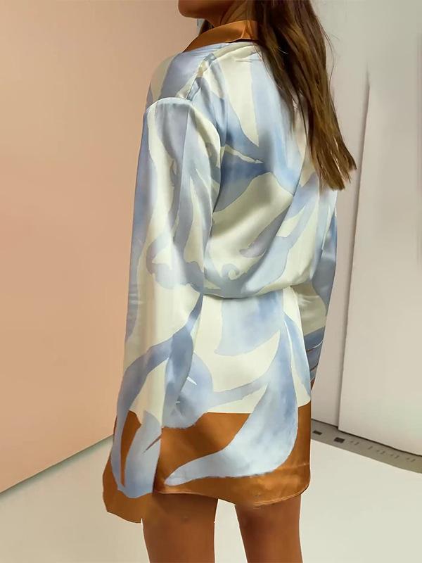 Casual Contrast Irregular Lace-Up Mini Dress