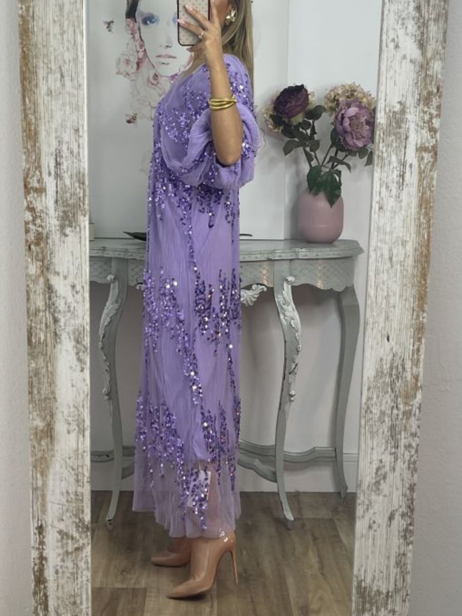 Elegant V-Neck Sequin Maxi Dress