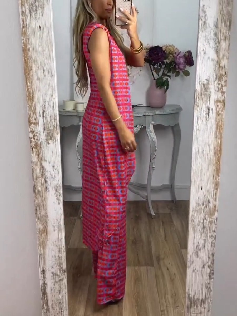 Elegant Round Neck Sleeveless Two-Piece Trousers