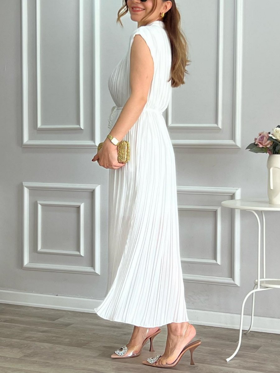 Comfortable Crewneck Lace-Up Maxi Dress