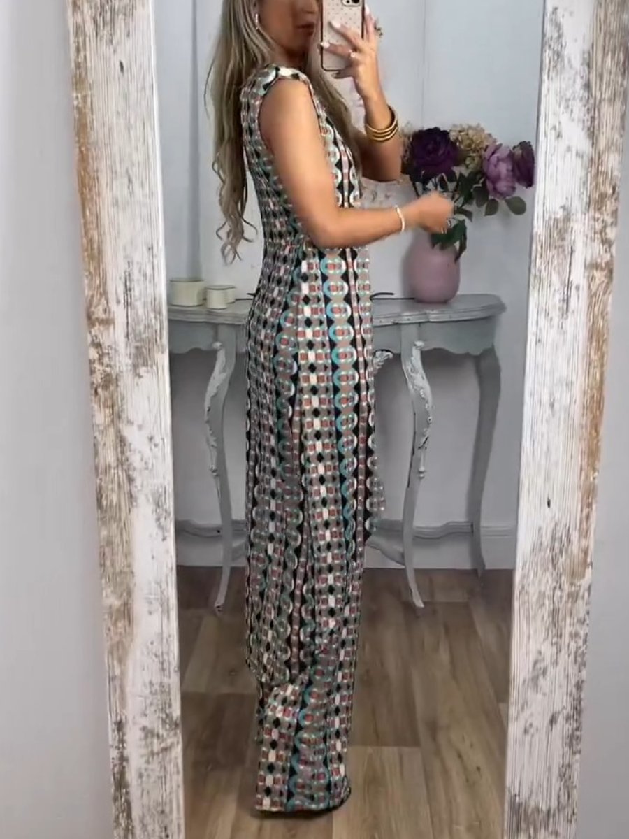 Elegant Round Neck Sleeveless Two-Piece Trousers