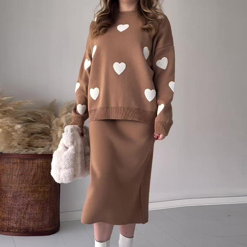 Heart Skirt Knitwear Set
