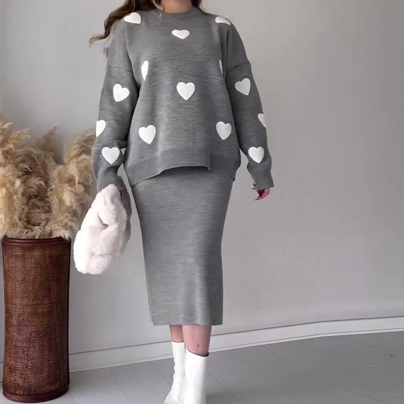 Heart Skirt Knitwear Set