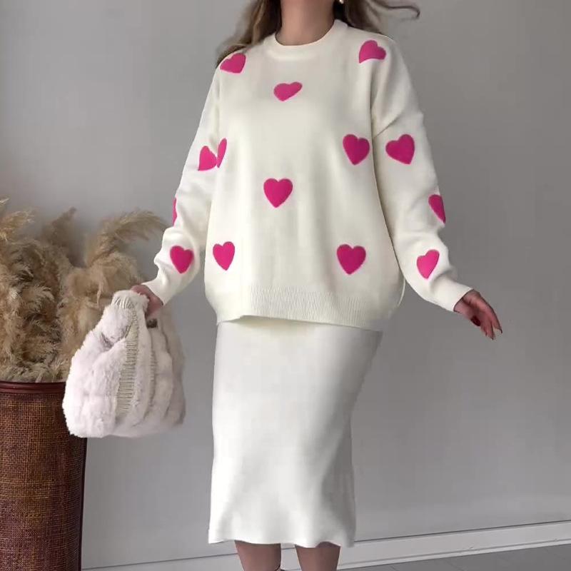 Heart Skirt Knitwear Set