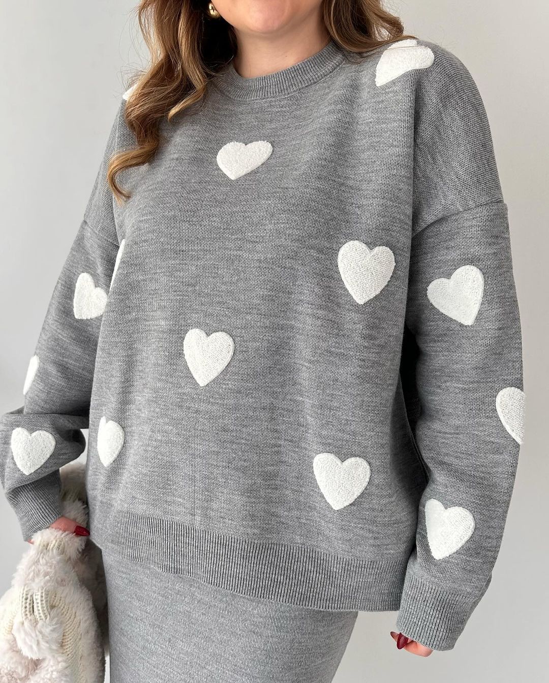 Heart Skirt Knitwear Set