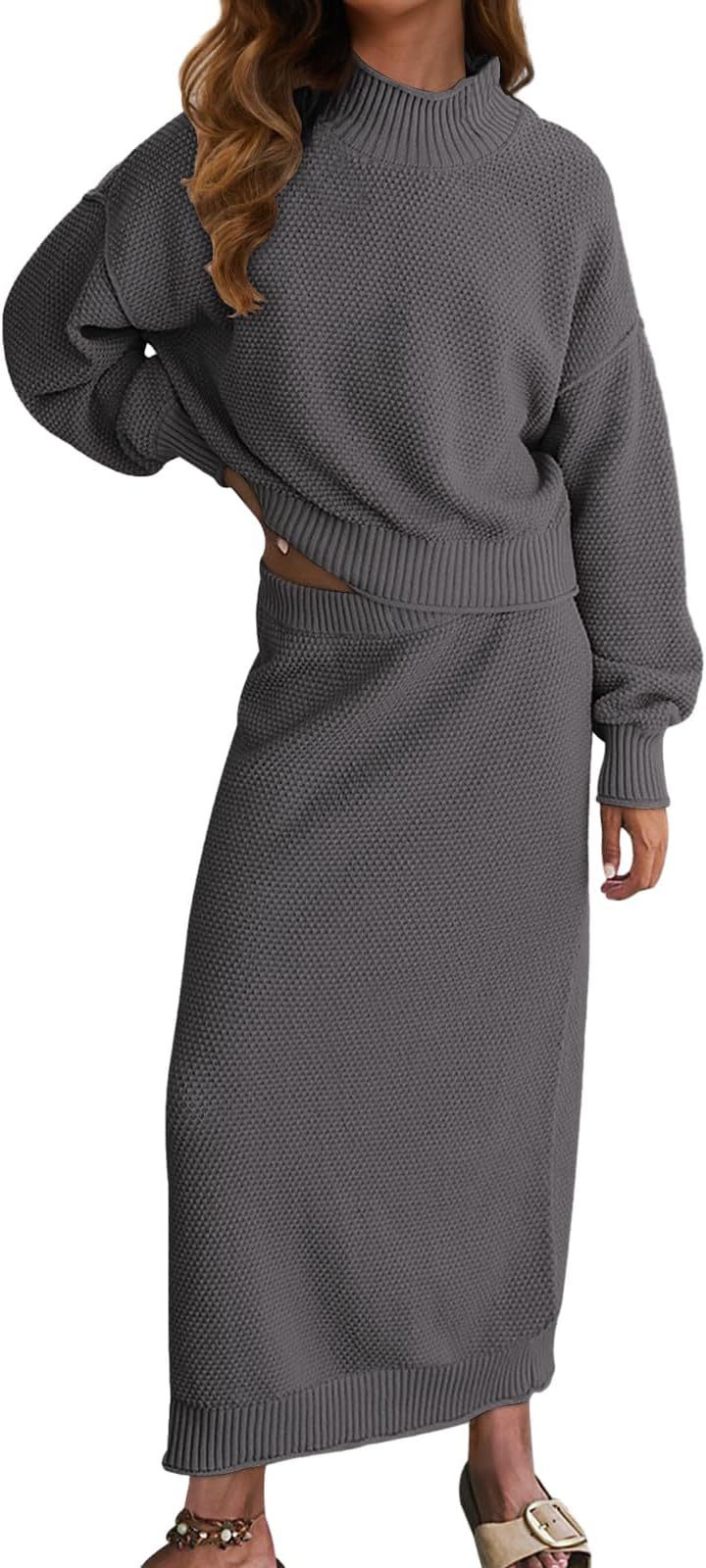 Small High Collar Top Pencil Skirt 2pc Set