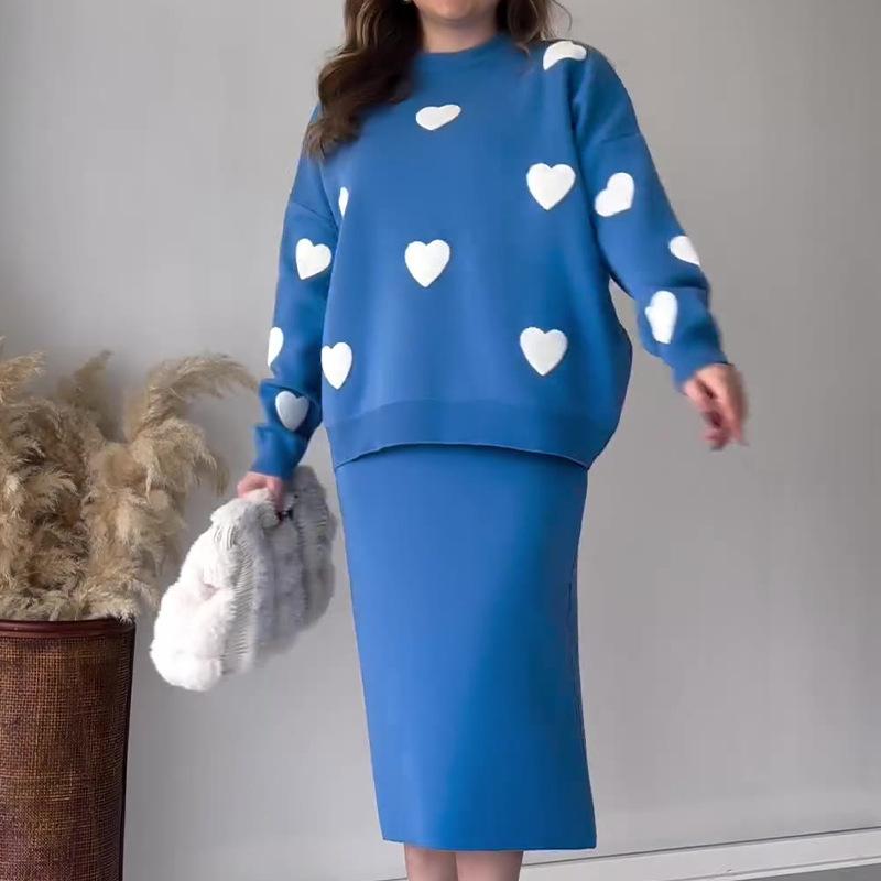 Heart Skirt Knitwear Set