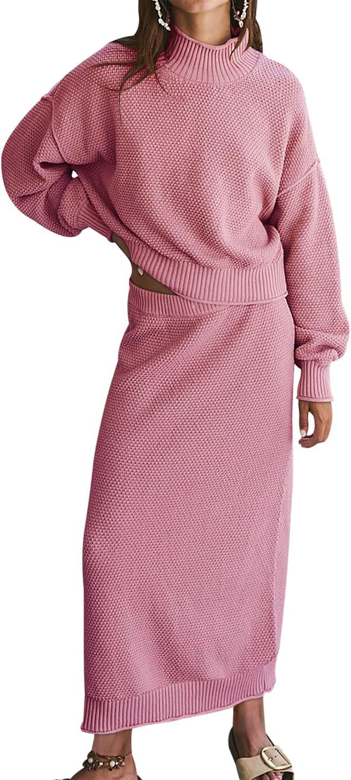 Small High Collar Top Pencil Skirt 2pc Set