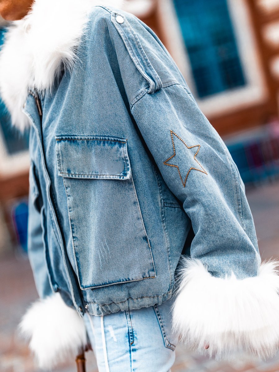 Blouson Washed Denim Jacket