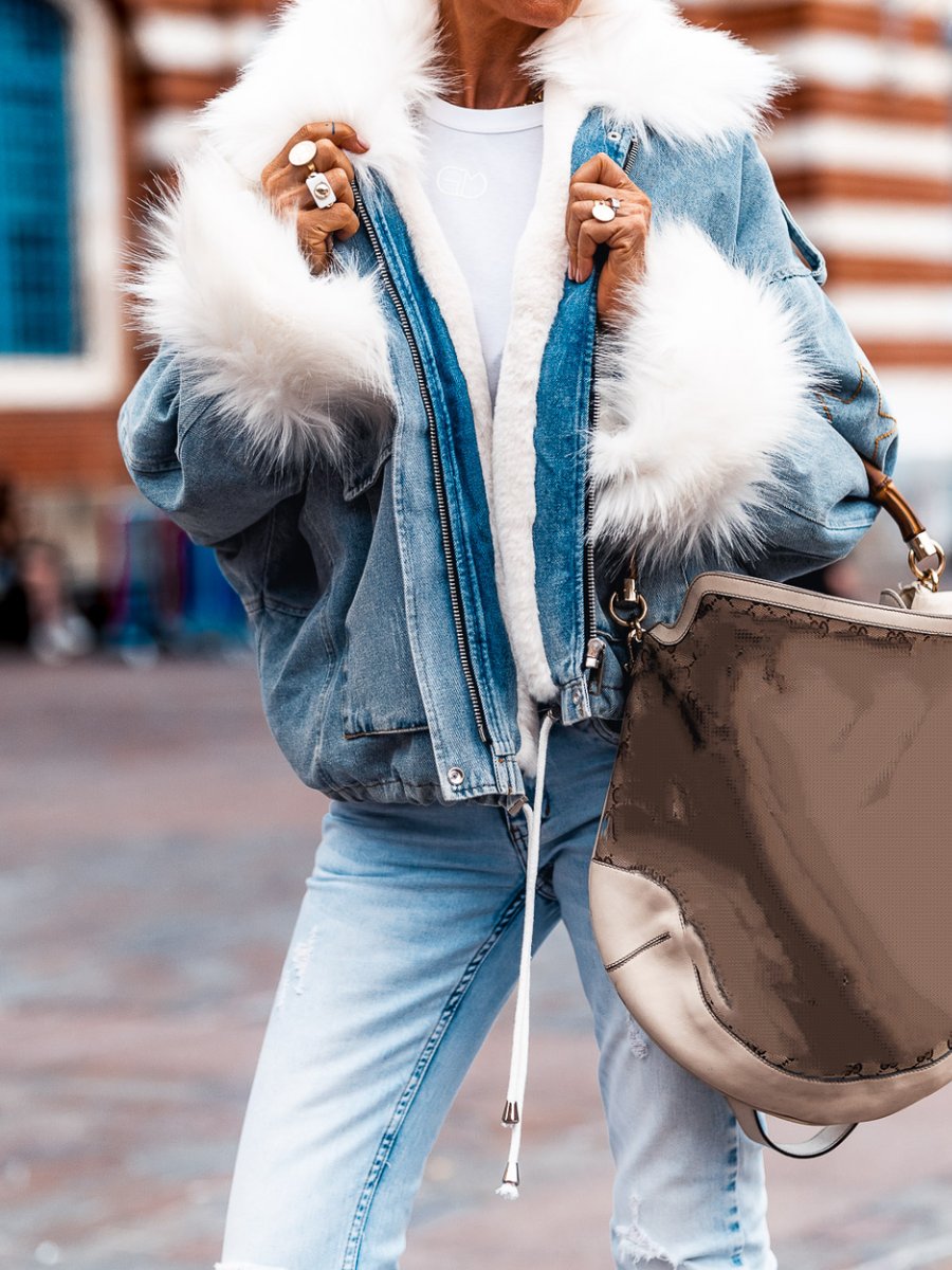 Blouson Washed Denim Jacket