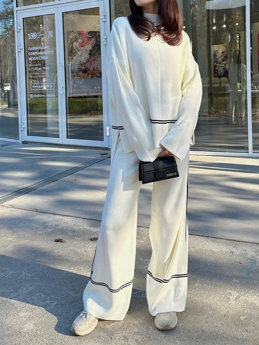 Striped Design Knit Suit