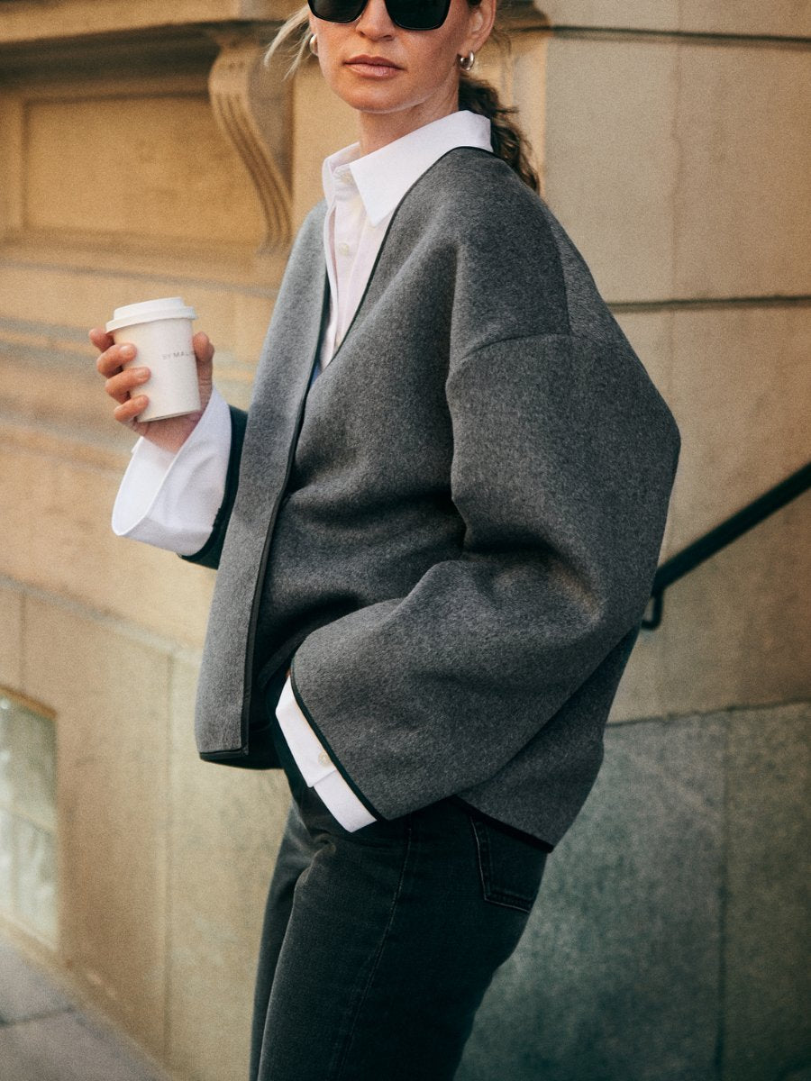 Simple Style Wool Balloon Jacket