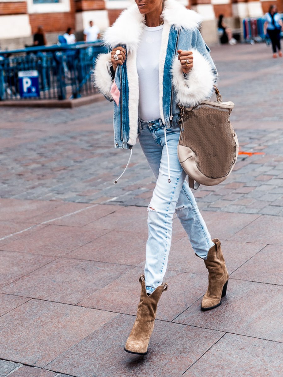 Blouson Washed Denim Jacket