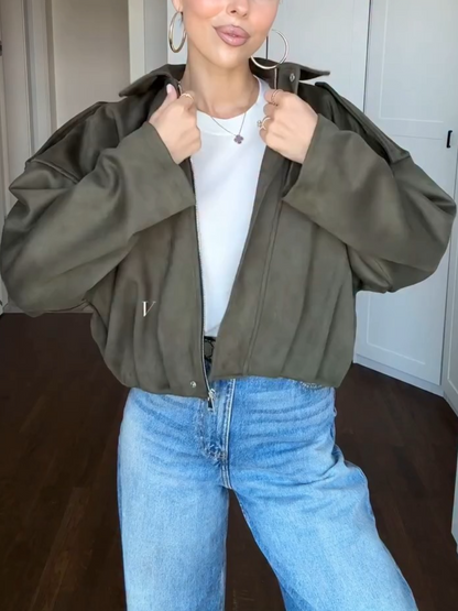 Autumn Zip Solid Color Jacket
