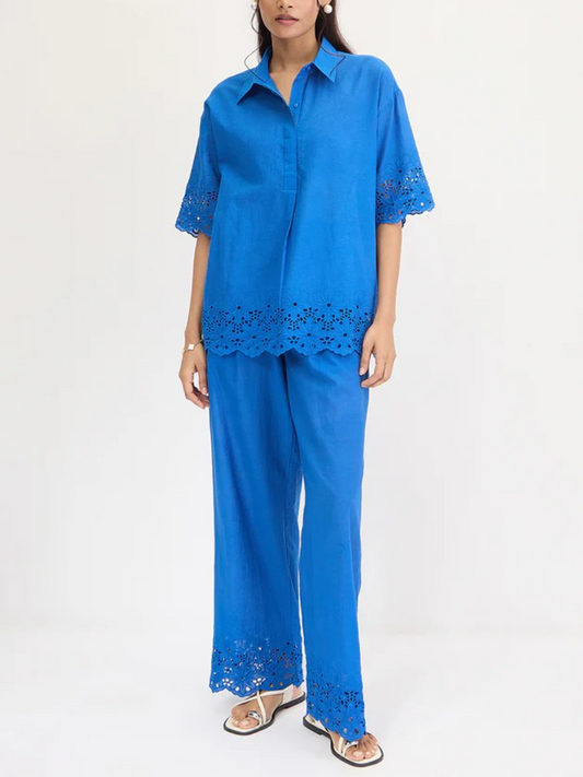 Fashion Lace Solid Color Two-piece Set