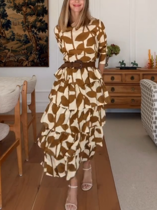 Comfortable Printed Multi-Layer Dress