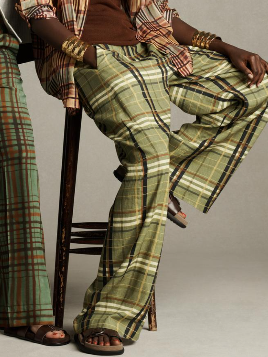 Autumn Loose Plaid Trousers