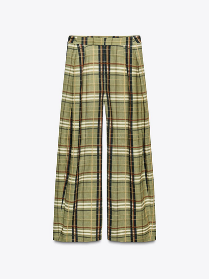 Autumn Loose Plaid Trousers