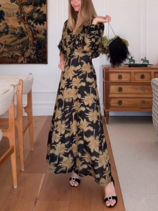 Fashion Print V-Neck Dress