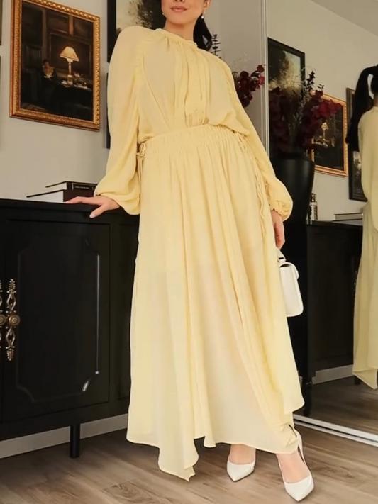 Loose Yellow Two-Piece Dress