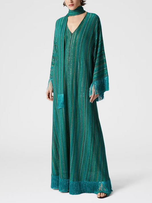 Fashion Striped Fringe Dress