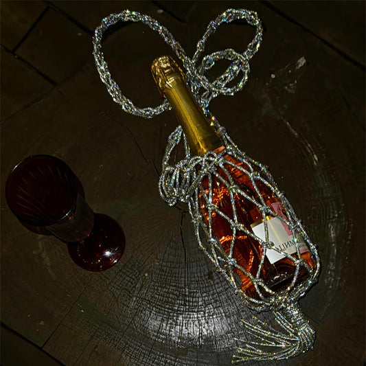 Rhinestone Sparkle Woven Wine Crossbody Bag Handbag