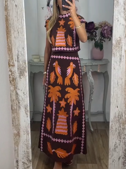 Fashion Print Two-Piece Dress