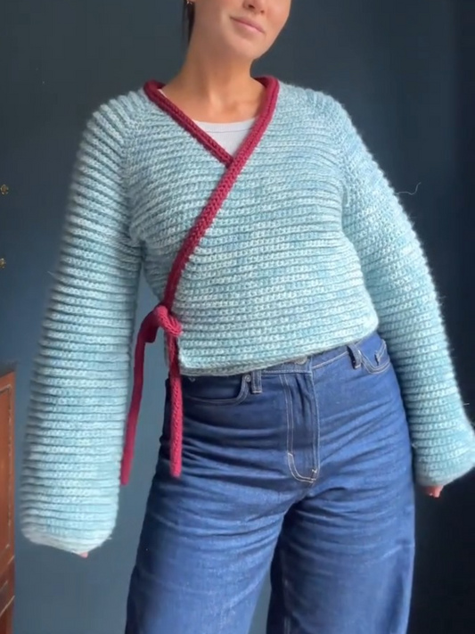 Warm Lace-Up Knit Sweater