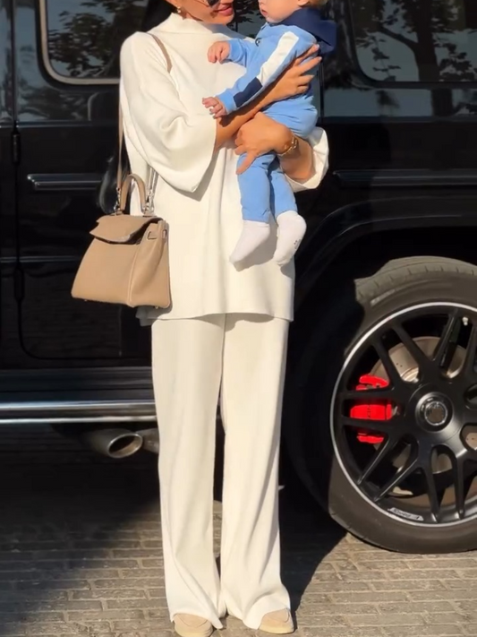 Comfortable Solid Color Two-Piece Set