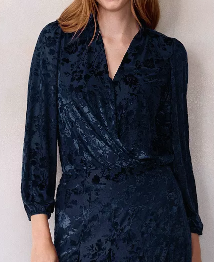 Holiday Jacquard Velvet Blouse