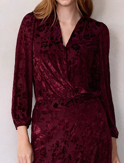 Holiday Jacquard Velvet Blouse