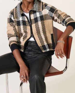 Plaid Jacquard Knit Jacket