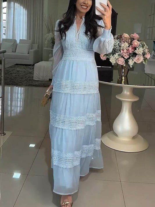 Elegant Lace Cut-Out Maxi Dress