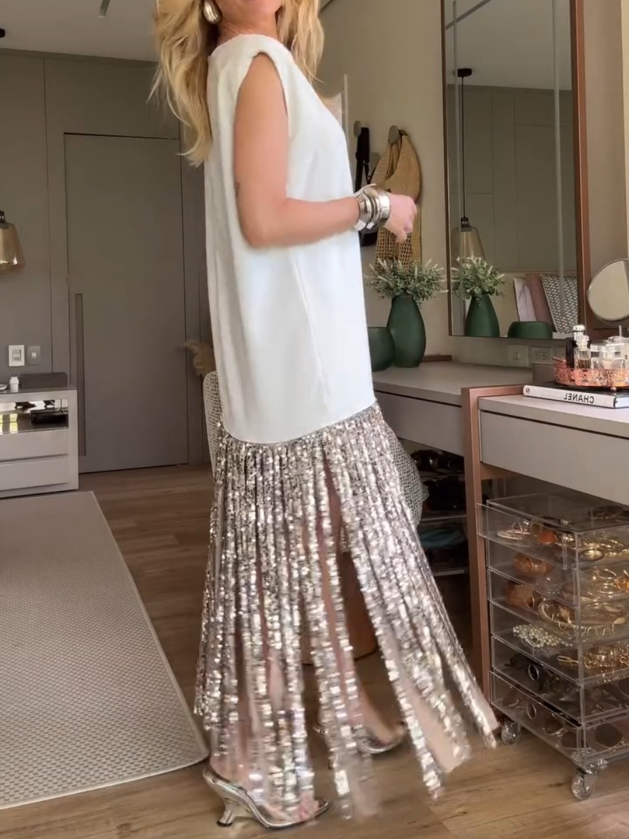 Unique Design Sense Sequined Long Dress