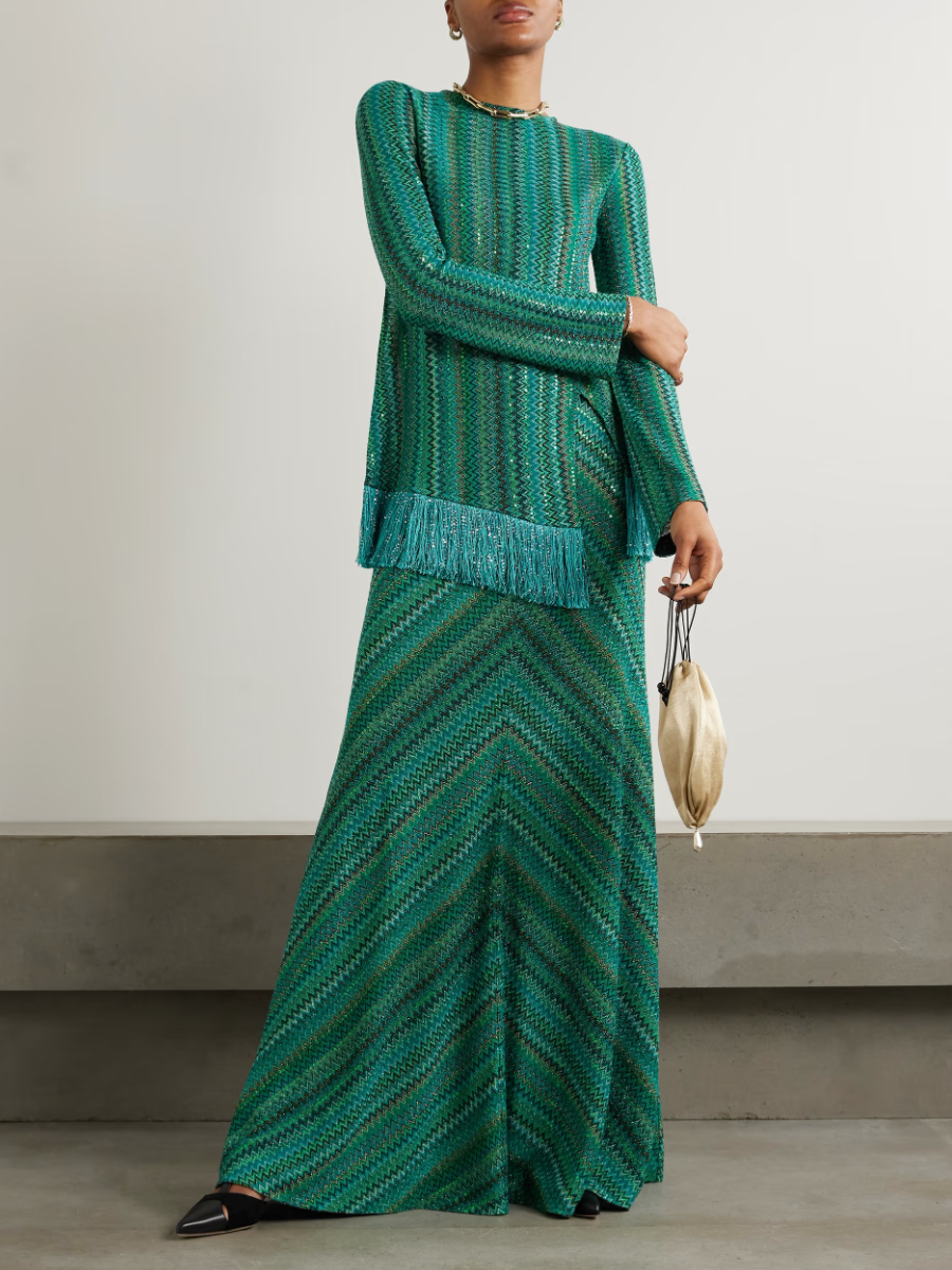 Fashion Striped Fringe Dress