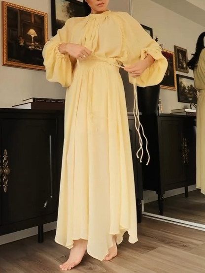 Loose Yellow Two-Piece Dress