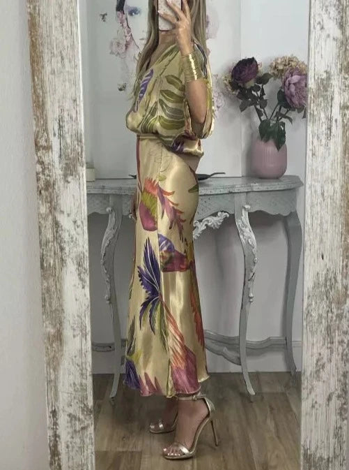 Elegant V-Neck Two-Piece Dress