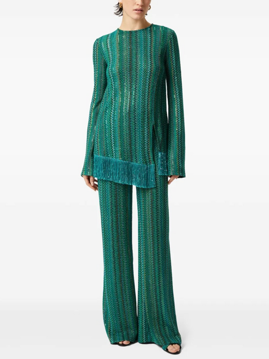 Fashion Striped Tassel Two-piece Set