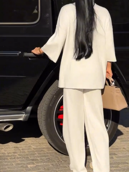 Comfortable Solid Color Two-Piece Set