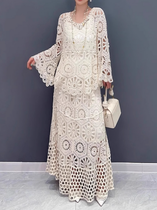 Summer Cut-out Loose Solid Color Dress