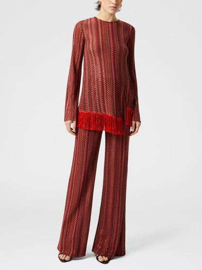 Fashion Striped Tassel Two-piece Set