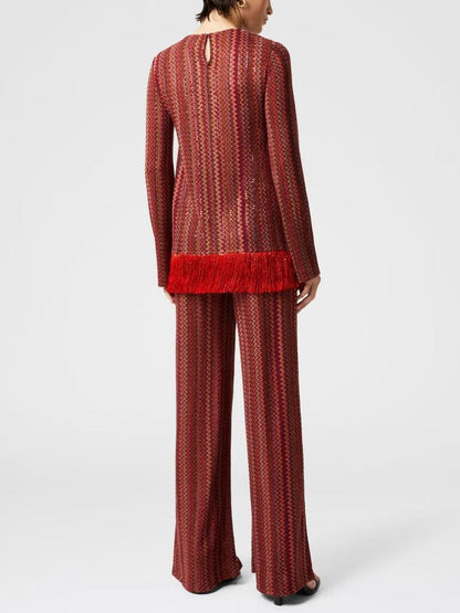 Fashion Striped Tassel Two-piece Set