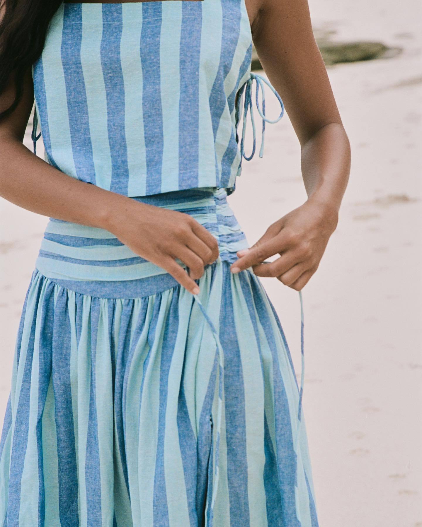 Comfortable Square Neck Striped Two-Piece Dress