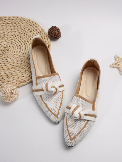Women's Knit Fabric Bow Loafer Flats